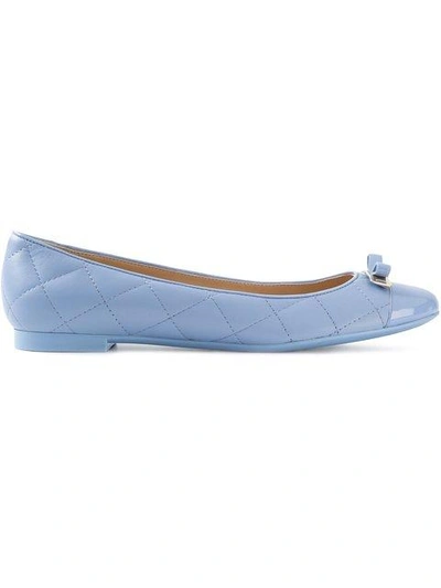 Salvatore Ferragamo Periwinkle Leather 'my Quilted' Cap Toe Ballet Flats