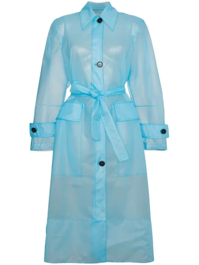 Calvin Klein 205w39nyc Oversized Matte-pu Trench Coat In Blue