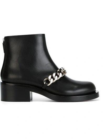 Givenchy Laura Chain-trimmed Leather Ankle Boots In Black | ModeSens