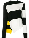 Calvin Klein 205w39nyc Bicolor Stripe Merino Wool Blend Sweater In Black