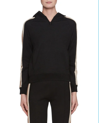 Isabel Marant Étoile Side-stripe Pullover Sporty Knit Hoodie In Black