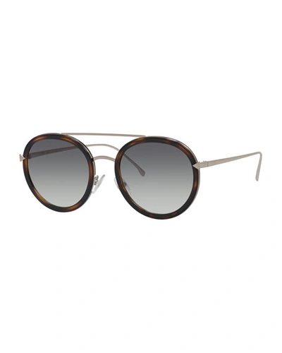 Fendi Trimmed Round Mirrored Sunglasses, Pink