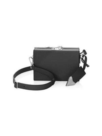 Calvin Klein Box Mini Luxe Leather Clutch Bag In Black