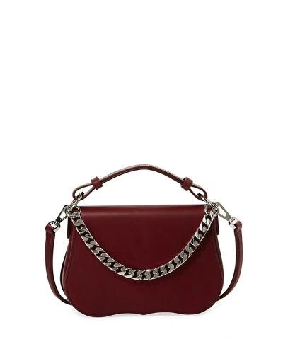 Calvin Klein Small Leather Shoulder Bag In Cherry