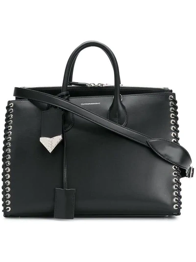 Calvin Klein Large Whipstitch Calfskin Tote - Black