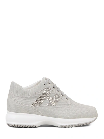 Hogan Interactive Reptile Print Suede Sneakers In White