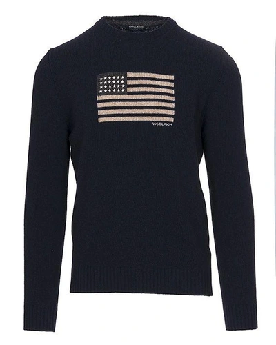 Woolrich Flag Sweater In Blu
