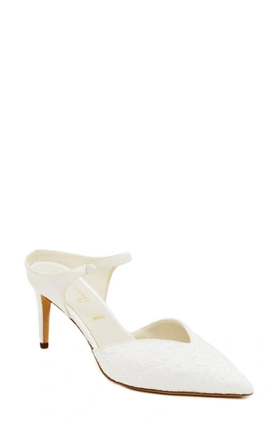 Something Bleu Shyla Brocade Mary Jane Mule Pumps In Wht Floral Brocad