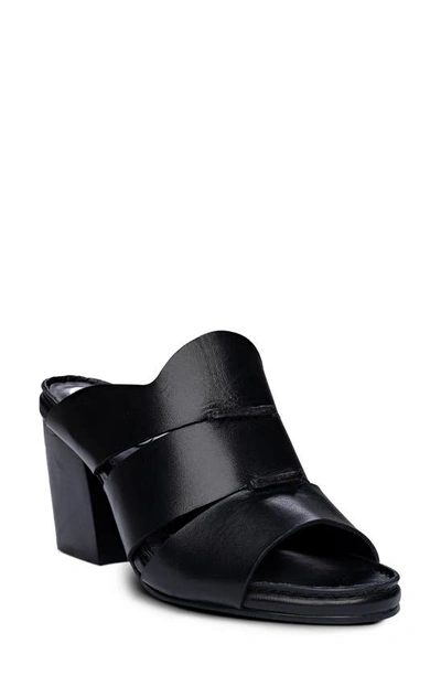 Golo Seamingly Leather Block Heel Sandal In Noir