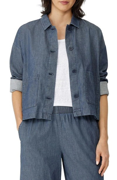 Eileen Fisher Classic Collar Organic Cotton Denim Jacket