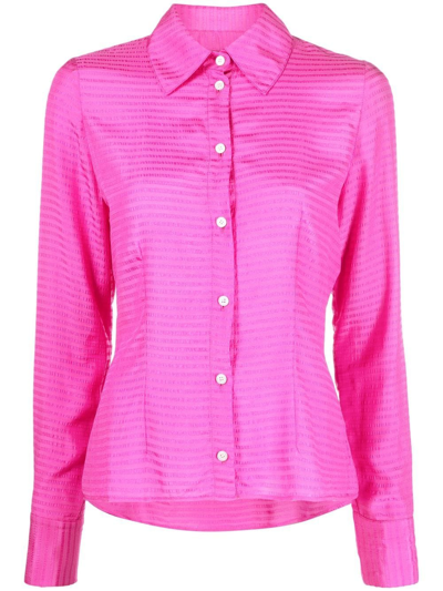 Ahluwalia Lily Striped Button-front Fitted Shirt In Fuschia