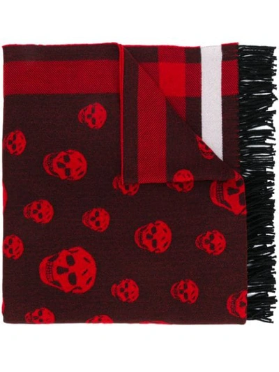 Alexander Mcqueen Skull Wool And Cashmere-blend Wrap In Red