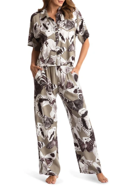 Midnight Bakery Queen Flights Butterfly Pajamas In Olive