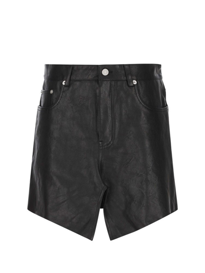 Balenciaga Cutout-hem Leather Mini Skirt In Schwarz
