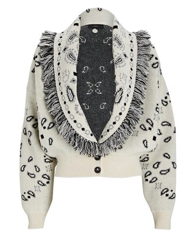 Alanui Bandana Paisley Wool-cashmere Cardigan In White