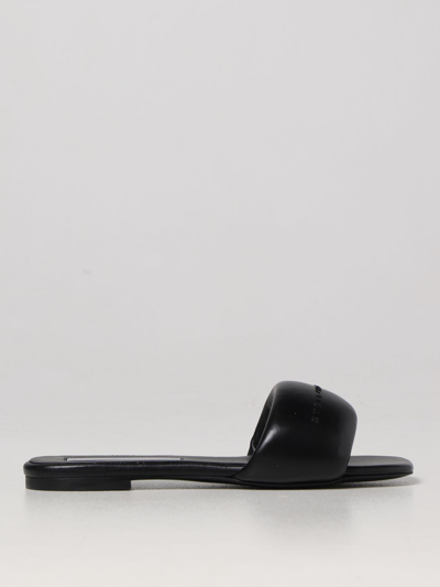 Stella Mccartney Padded Faux Leather Slides In Black