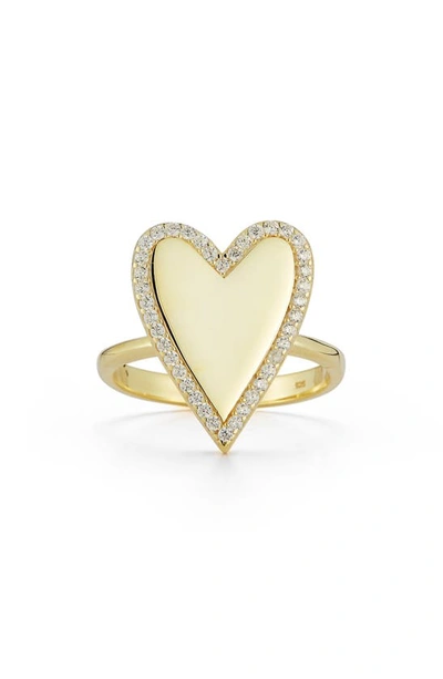Glaze Jewelry 14k Yellow Gold Plated Sterling Silver Pavé Cz Heart Ring