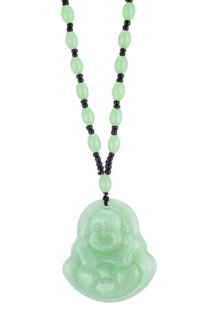 Eye Candy Los Angeles Jaden Green Buddha Pendant Necklace