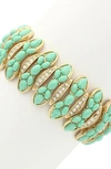 Olivia Welles Gold Plated Beaded Stretch Bracelet In Gold / Green