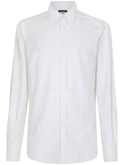 Dolce & Gabbana Martini-fit Jacquard Shirt In White