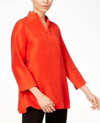 Eileen Fisher Silk Stand-collar Top In Lava