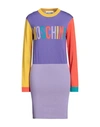 Moschino Embroidered-logo Knitted Dress In Blau