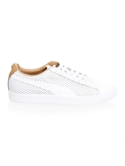 Puma Men's Clyde Perforated Leather Creeper Sneakers In White