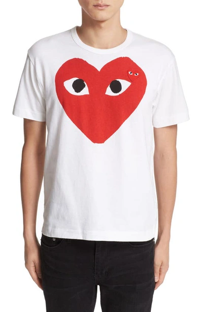 Comme Des Garçons 'play' Heart Face Graphic T-shirt In White