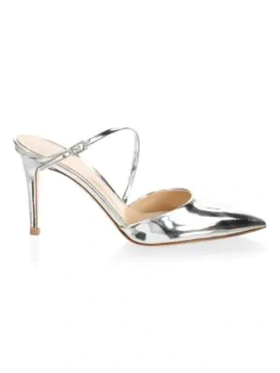 Gianvito Rossi Metallic Leather 85mm Mule, Silver