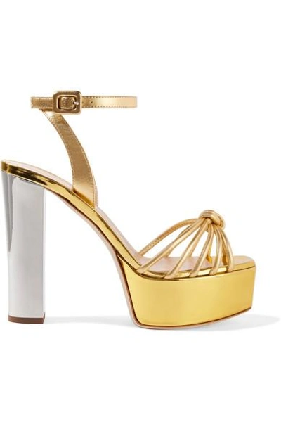 Giuseppe Zanotti Lavinia Metallic Leather Platform Sandals In Gold