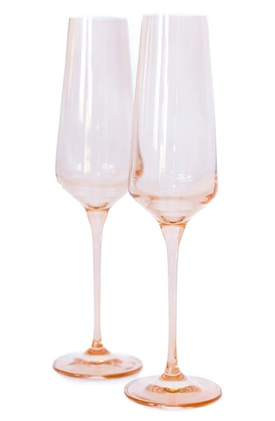 Estelle Colored Glass Blush Pink Champagne Flutes Set Of Two