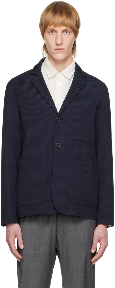 Barena Venezia Borgo Blazer In Blue Wool In Navy