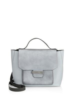 Brunello Cucinelli Mixed Metallic Leather Messenger Bag In Silver ...