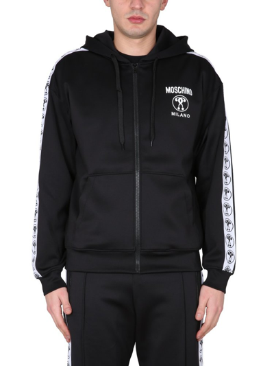Moschino Double Question Mark Hoodie In Black