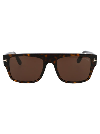 Tom Ford Ft0907 Sunglasses In 52e Avana Scura / Marrone