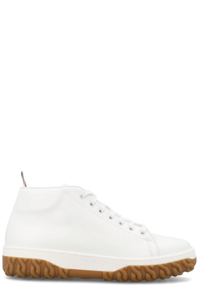 Thom Browne Mid-top Court Sneakers With Cable-knit Sole In White