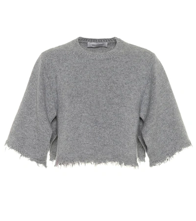 Valentino Cropped Cashmere Sweater In Grey