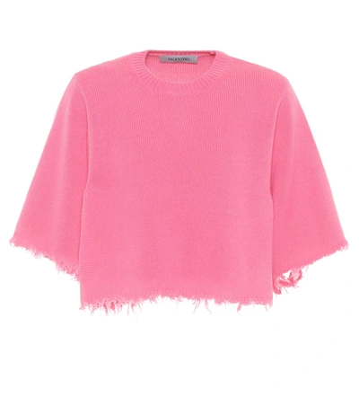 Valentino Cropped Cashmere Sweater In Pink