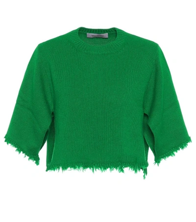 Valentino Cropped Cashmere Sweater In Green