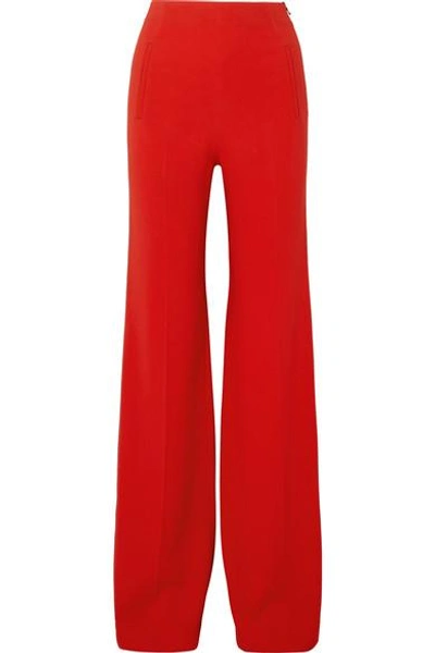 Roland Mouret Crepe High-waisted Wide-leg Trousers In Red