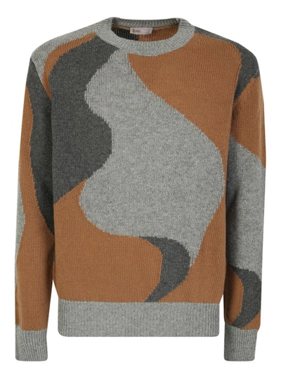 Herno Knitted Sweater With Abstract Motifs From  In Brown