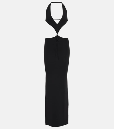 Aya Muse Tetra Cutout Stretch Jersey Maxi Dress In Black