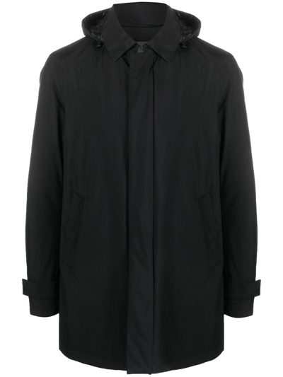 Herno Long Down Jacket With Hood In Black