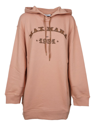Max Mara Adito Cotton Sweatshirt With Hood And Logo In Pink