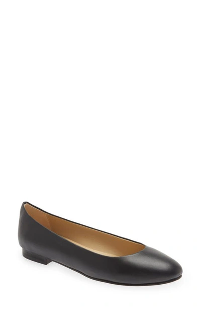 Andrea Carrano Leather Ballet Flat In Black Leather