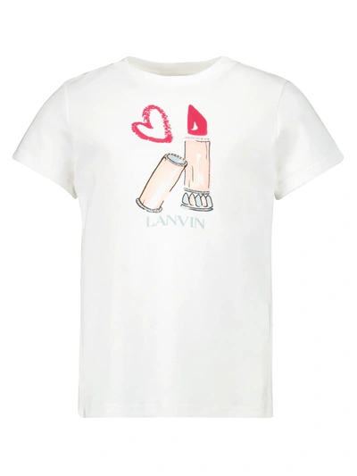 Lanvin Teen Girls Lipstick T-shirt In Bianco