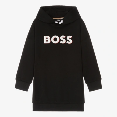 Bosswear Kids' Girls Black Logo Hoodie Dress