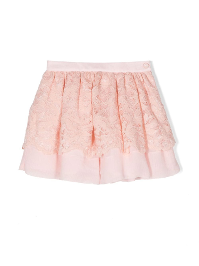 Patachou Girls Pink Lace Chiffon Skirt