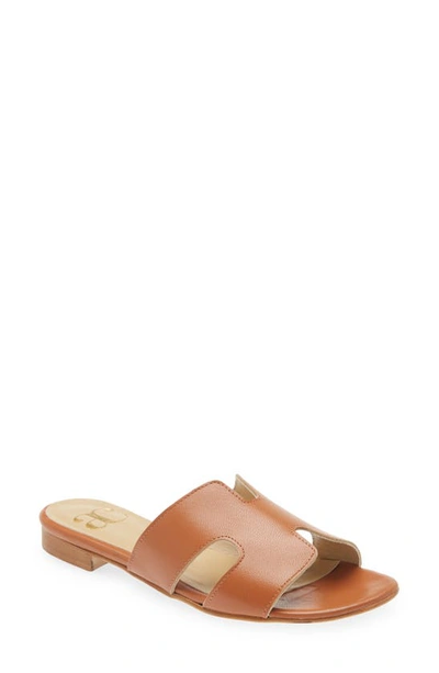 Andrea Carrano Leather Slide Sandal In Luggage Leather