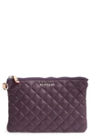 Mz Wallace Small Metro Quilted Oxford Nylon Zip Pouch In Dark Purple